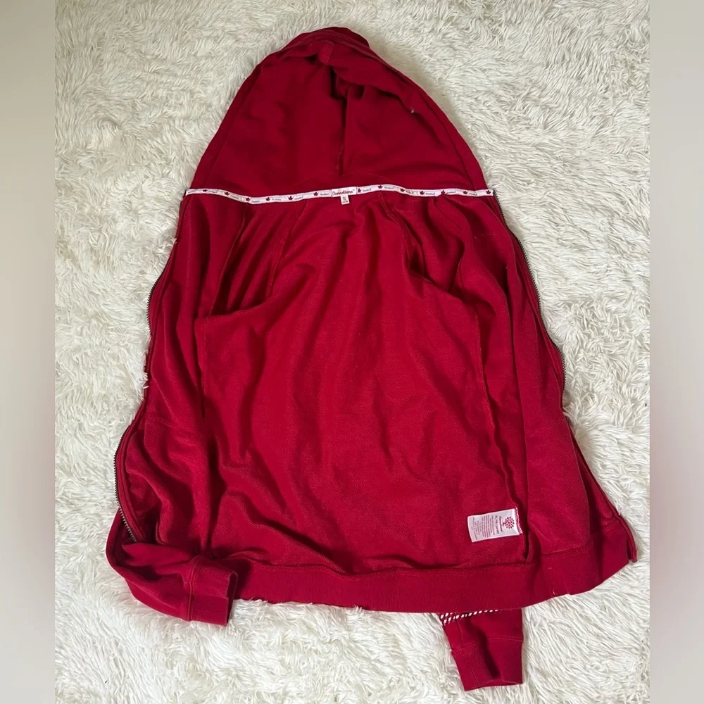 Canadiana Red Full Zip Hoodie Sweatshirt Youth XL (14–16) Canada Patch